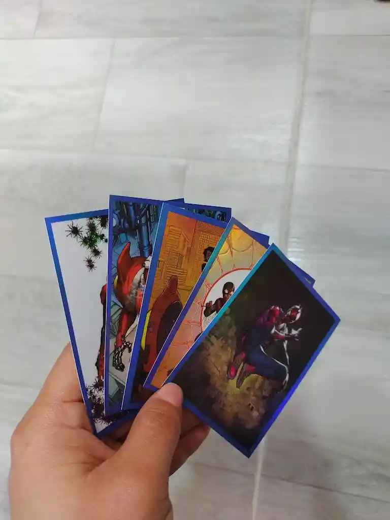 5 Láminas Stickers De Spiderman Variadas Panini Borde Azul