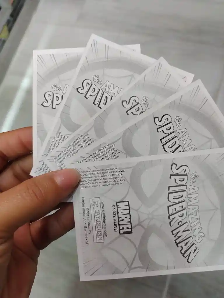 5 Láminas Stickers De Spiderman Variadas Panini Borde Azul