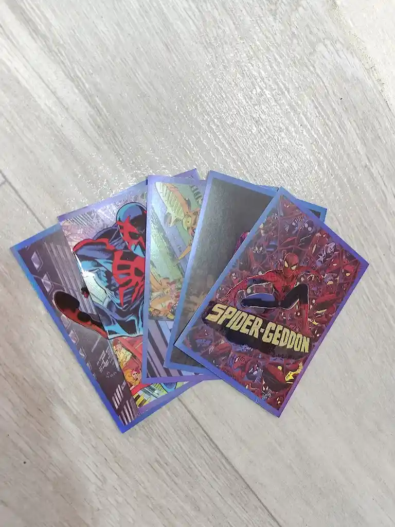 5 Láminas Stickers De Spiderman Variadas Panini Borde Azul