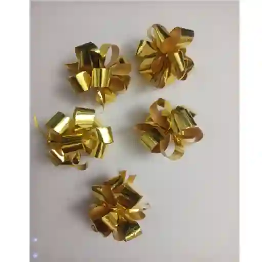 Paquete De 5 Moños Dorados Pequeños 6 Cm
