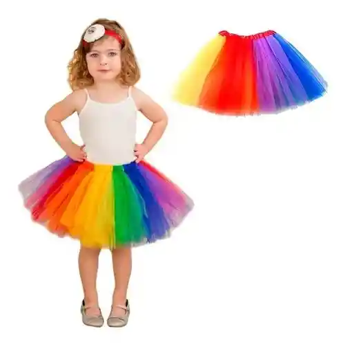Tutu De Niña Multicolor Disfraz Y Halloween