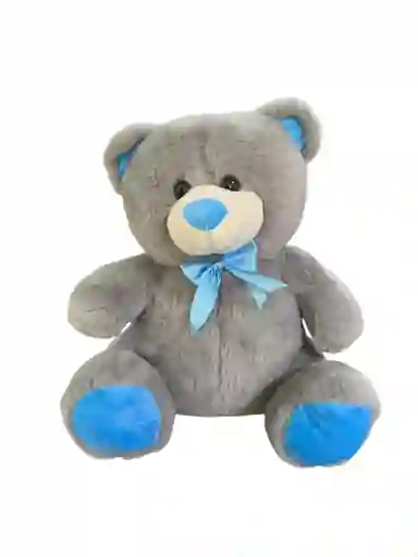 Peluche De Oso Gris Con Azul