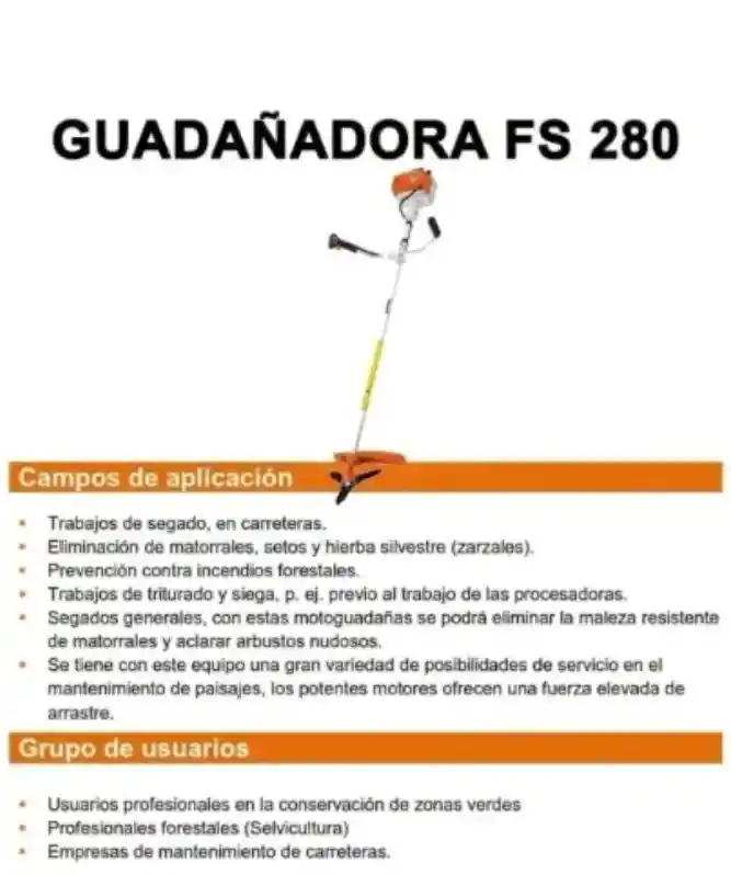 Desbrozadora Desmalezadora Stihl Fs 280 2.5 Hp Con Cuchilla Y Cabezal Uso Profesional