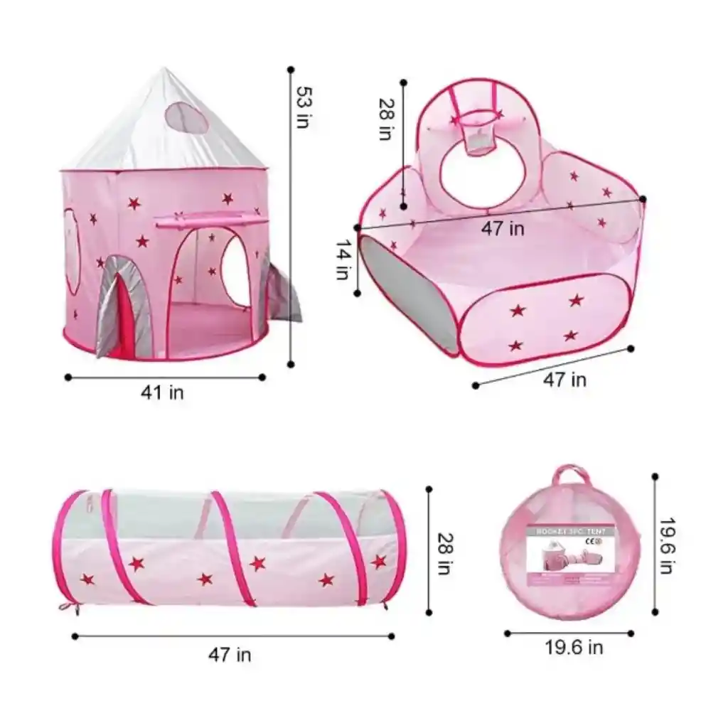 Carpa Castillo Para Niños 3en1 Rosa Ys-m502