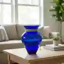 Florero Jarrón De Vidrio Azul (azteca)