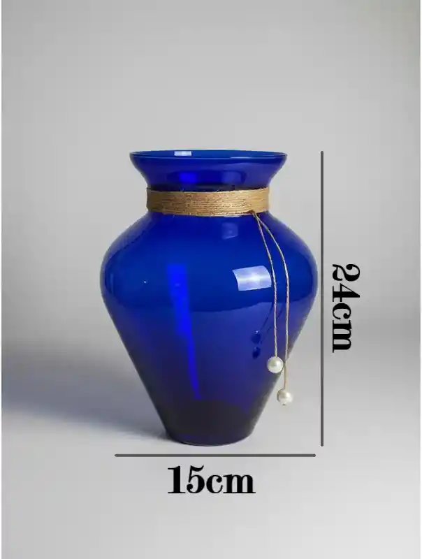 Florero Jarrón De Vidrio Azul (azteca)