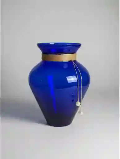Florero Jarrón De Vidrio Azul (azteca)