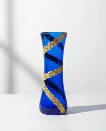 Florero Jarrón De Vidrio Azul (inca)