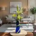Florero Jarrón De Vidrio Azul (inca)