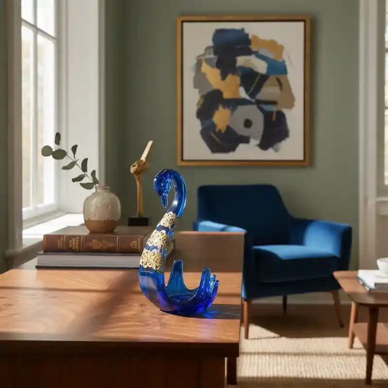 Cisne De Cristal Color Azul (swan)