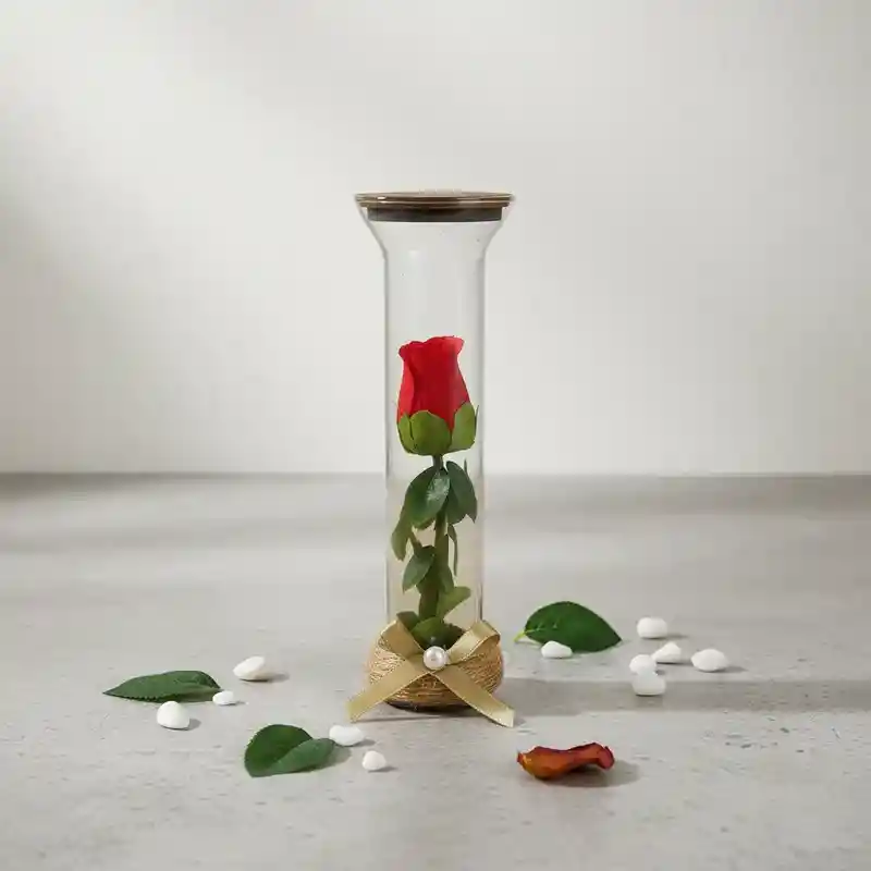 Rosa Artificial Decorativa En Cristal