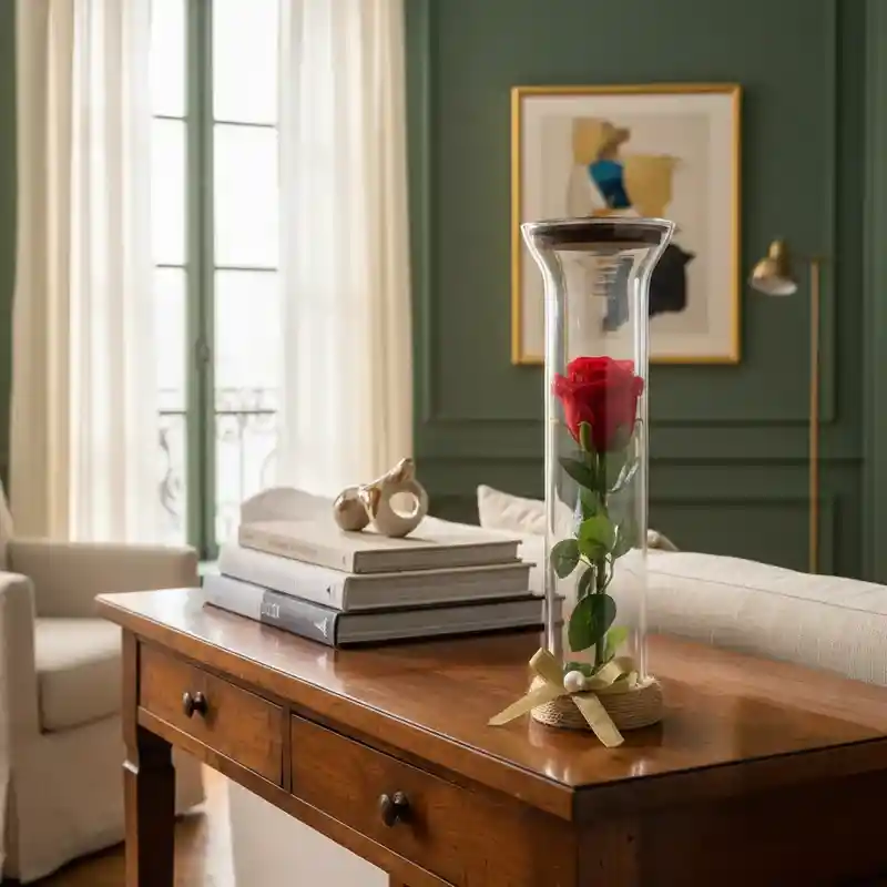 Rosa Artificial Decorativa En Cristal