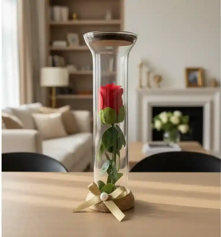 Rosa Artificial Decorativa En Cristal