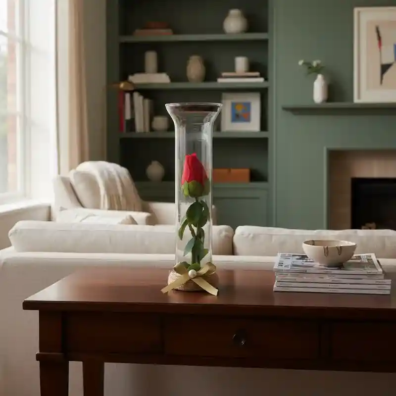 Rosa Artificial Decorativa En Cristal