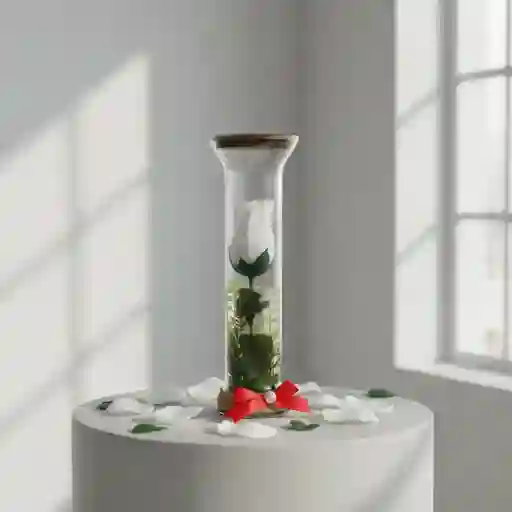 Rosa Blanca Artificial Decorativa En Cristal