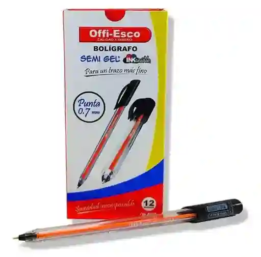 Esferos Offi-esco Punta Delgada Negro Semigel 0.7