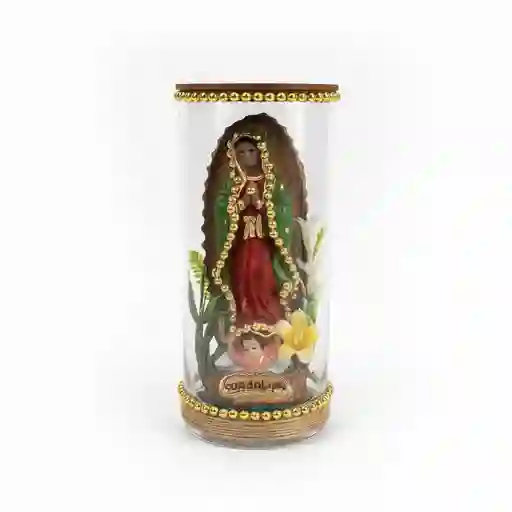 Adorno Virgen De Guadalupe En Vaso De Cristal
