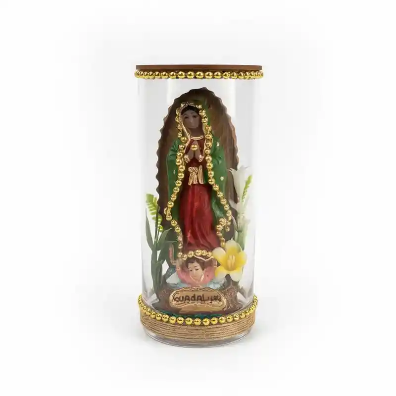 Adorno Virgen De Guadalupe En Vaso De Cristal