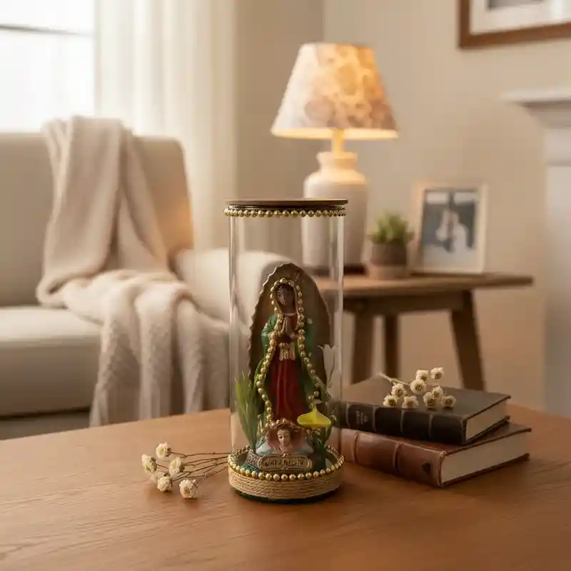 Adorno Virgen De Guadalupe En Vaso De Cristal