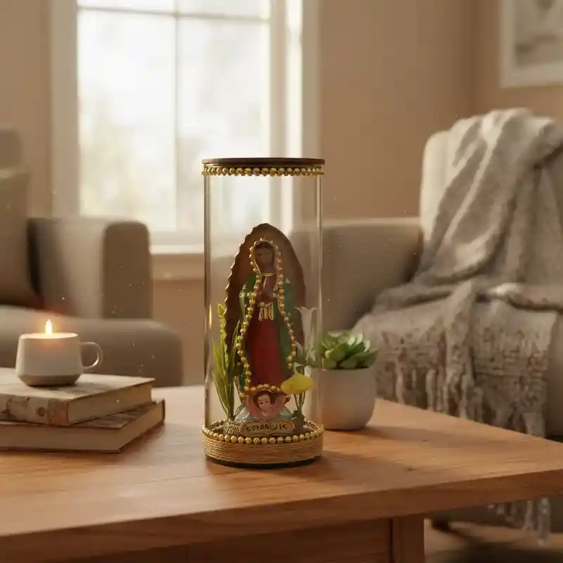 Adorno Virgen De Guadalupe En Vaso De Cristal