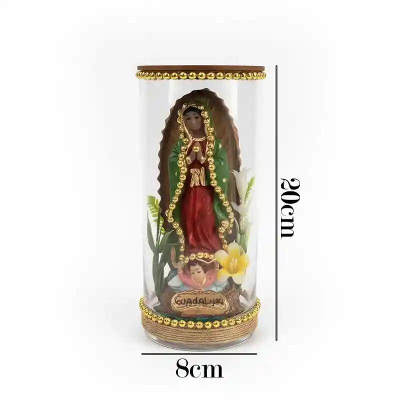 Adorno Virgen De Guadalupe En Vaso De Cristal