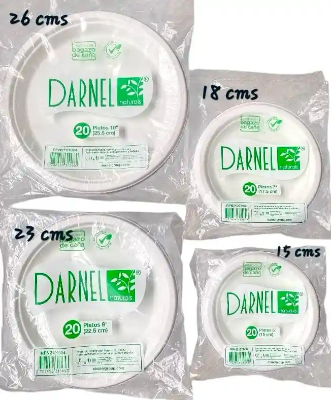 Platos Ecológicos 18 Cms X 20 Unds En Bagazo De Caña, Platos Desechables Y Biodegradables