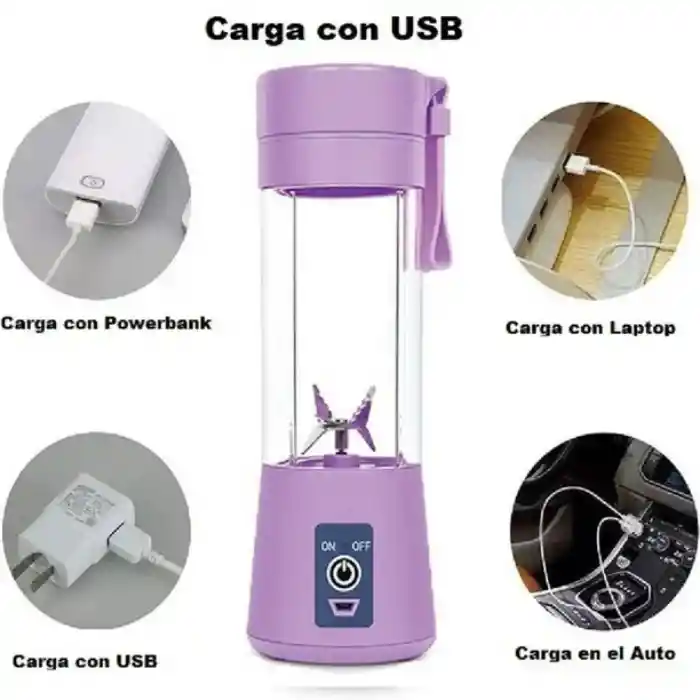 Mini Licuadora Portátil Recargable Usb 380ml – Smoothies, Batidos Y Jugos Al Instante