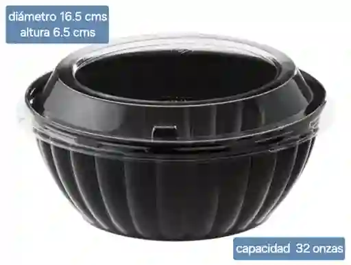 Contenedor Doble Uso 32 Onzas Negro Con Tapa X 5 Unds, Envases Plásticos De 32 Onzas