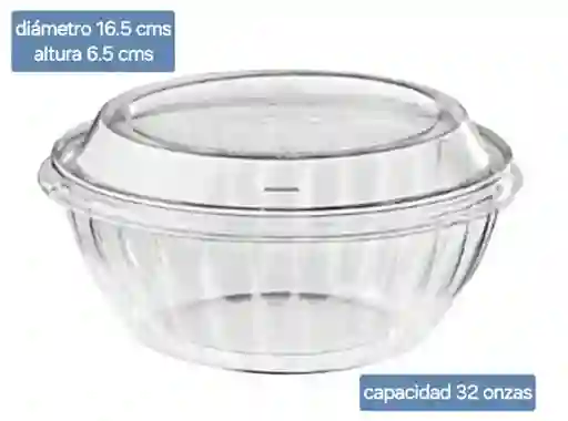 Contenedor Doble Uso Transparente 32 Onzas Con Tapa X 5 Unds