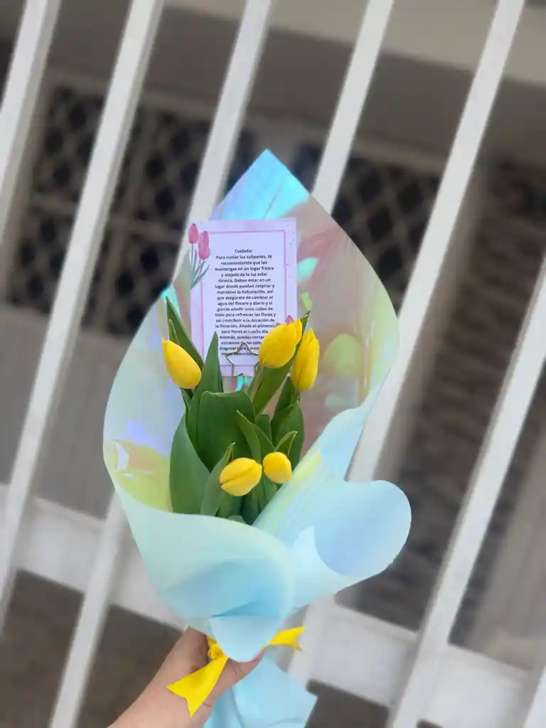 Flores Tulipanes Amarillos X 5 Und