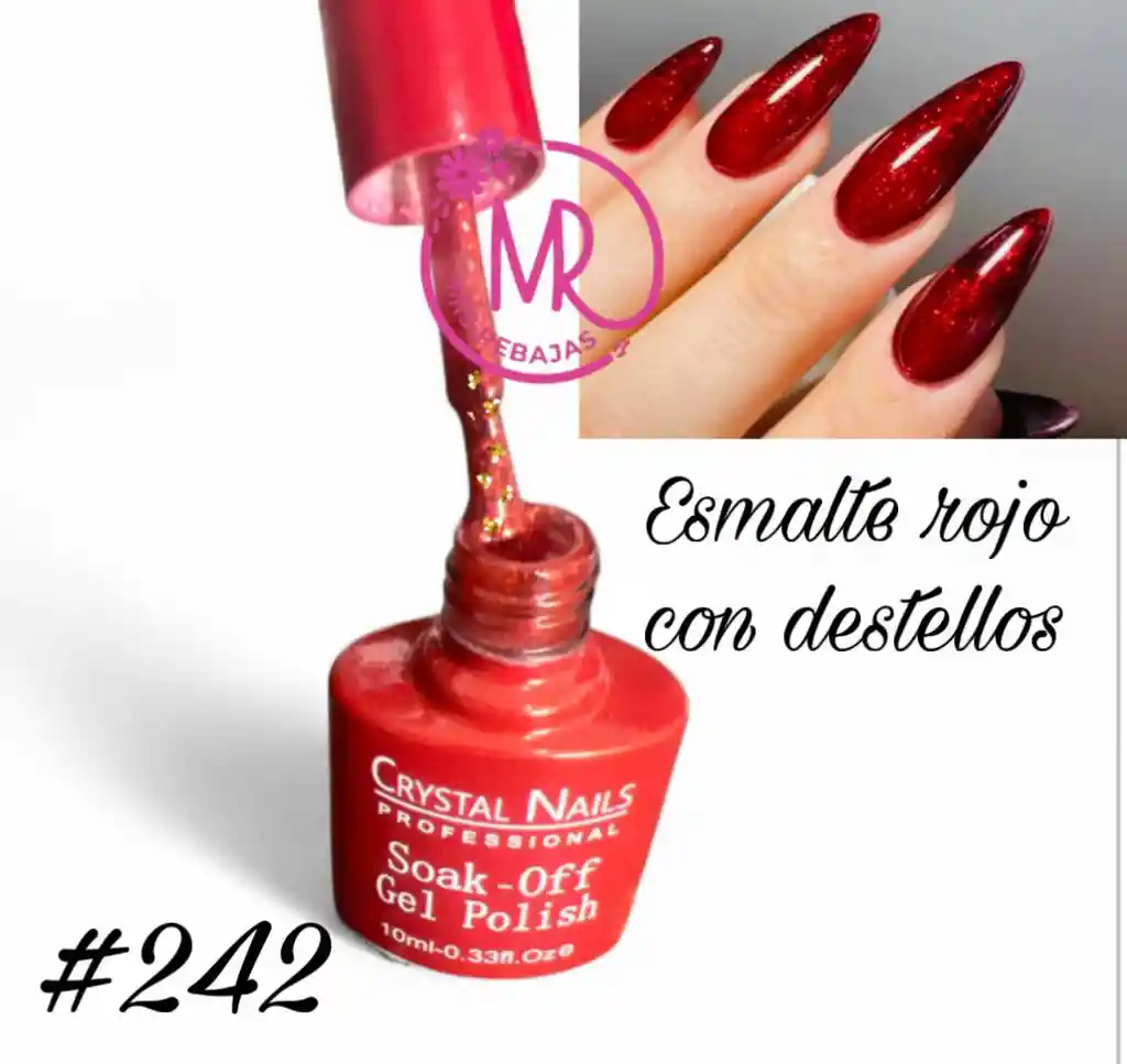 Nuevo Esmalte Semipermanente Crystal Nails Con Destellos #242