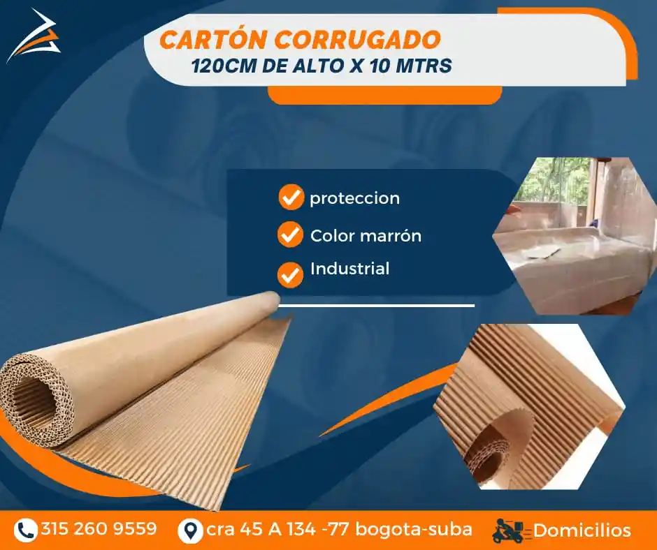 Carton Corrugado 120 Cm Alto X 10 Metros De Largo Empaque Y Embalaje Para Mudanza