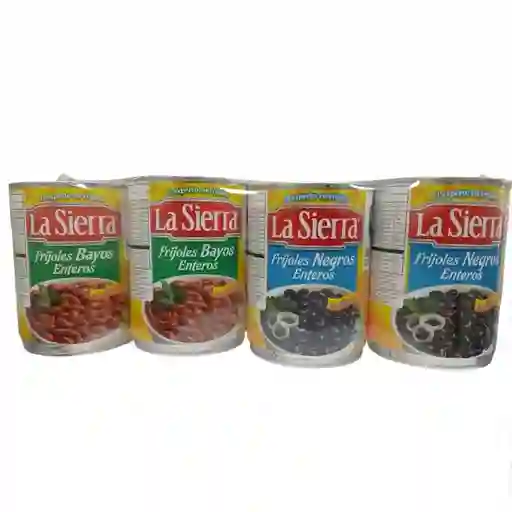 La Sierra Frijoles Bayos Y Negros Enlatados 4 Unidades / 560 G