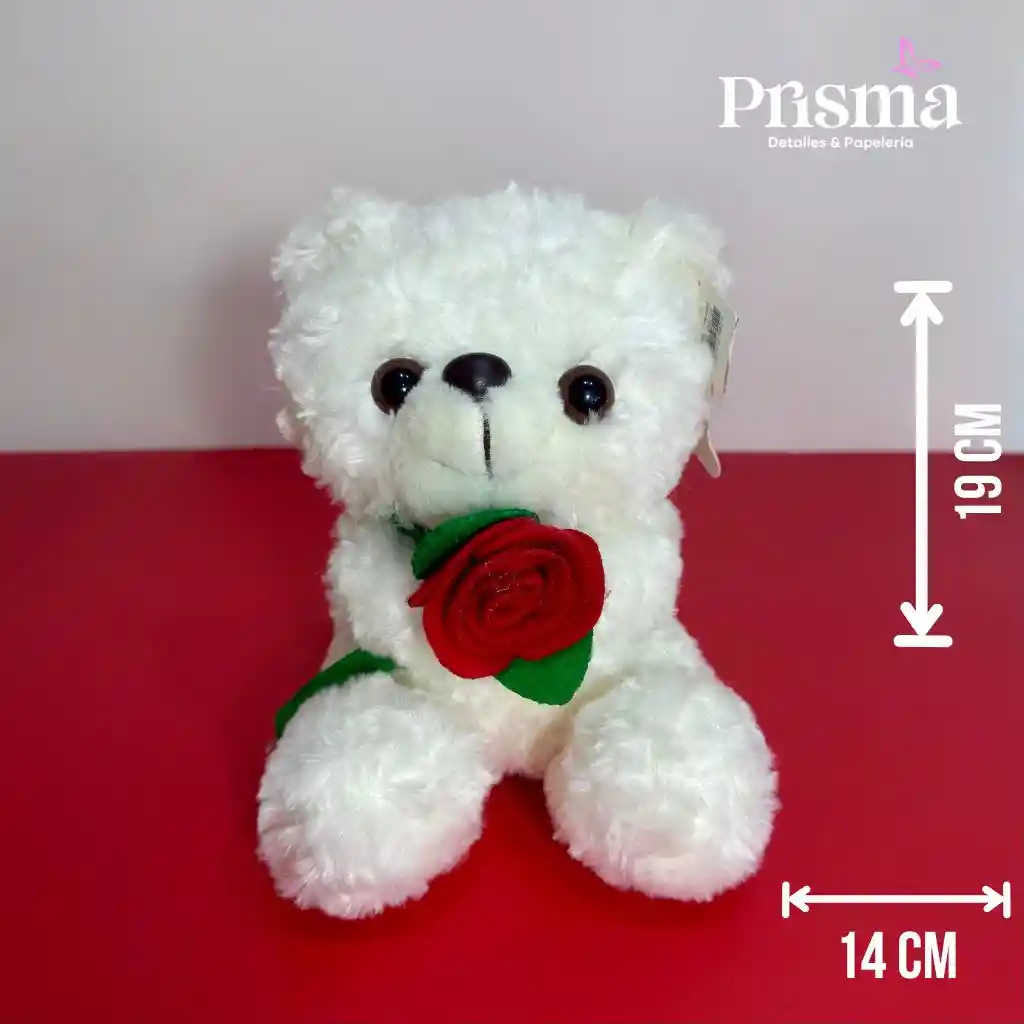 Peluche De Oso Con Rosa 19x14 Cm