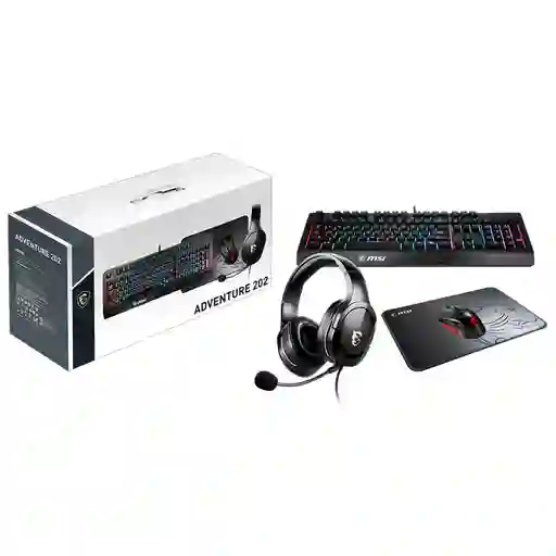 Combo Gamer 4 En 1 Msi Adventure 202 Negro Rgb