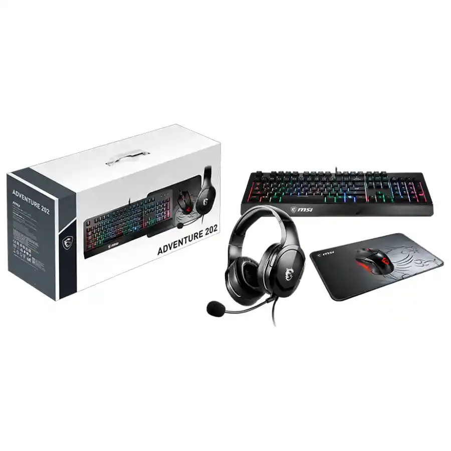 Combo Gamer 4 En 1 Msi Adventure 202 Negro Rgb