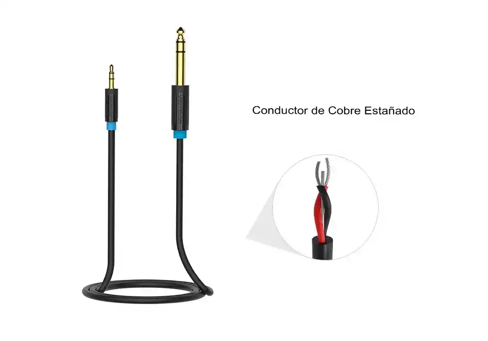 Cable Auxiliar Vention 3.5mm A 6.5mm Macho A Macho Audio