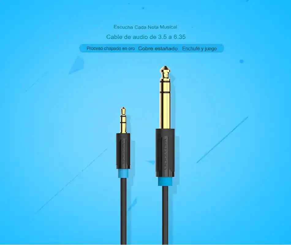 Cable Auxiliar Vention 3.5mm A 6.5mm Macho A Macho Audio