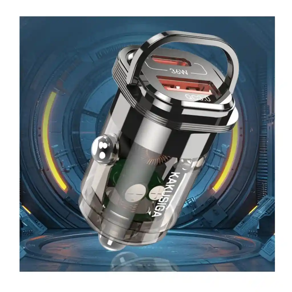 Cargador Para Carro Cenicero Rapida 12v 36w + Cable Kakusiga