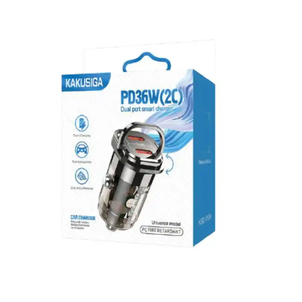 Cargador Para Carro De Cenicero Carga Rapida 36w 2c Kakusiga