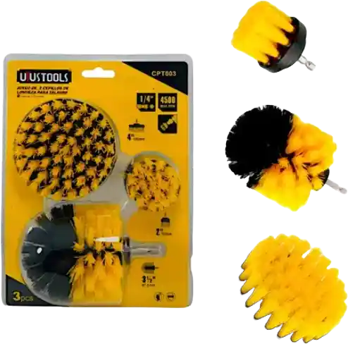 Juego De 3 Cepillos Multiusos Para Taladro Limpieza Uyustool