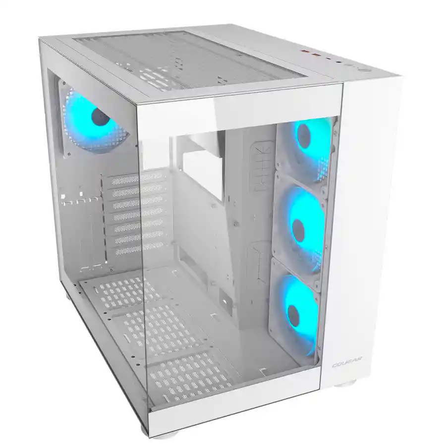 Caja Gamer Atx Cougar Fv150 White + 4 Fans Argb