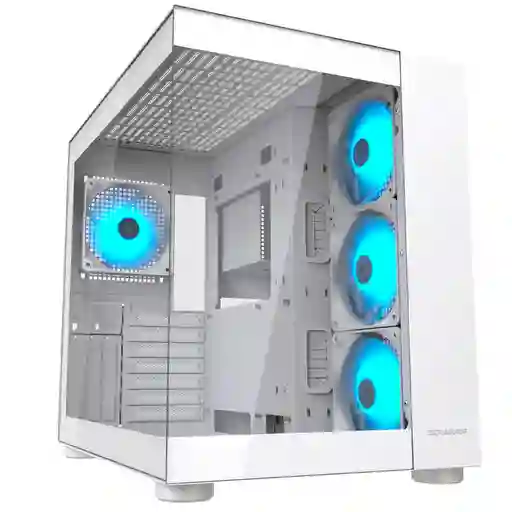Caja Gamer Atx Cougar Fv150 White + 4 Fans Argb