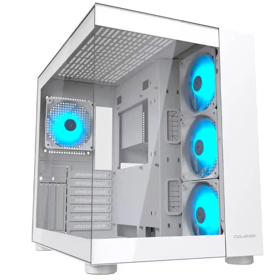 Caja Gamer Atx Cougar Fv150 White + 4 Fans Argb