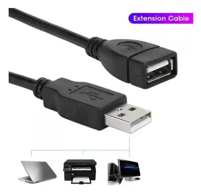 Cable De Extensión Usb 2.0 Pasivo De 1.5 Metros Color Negro