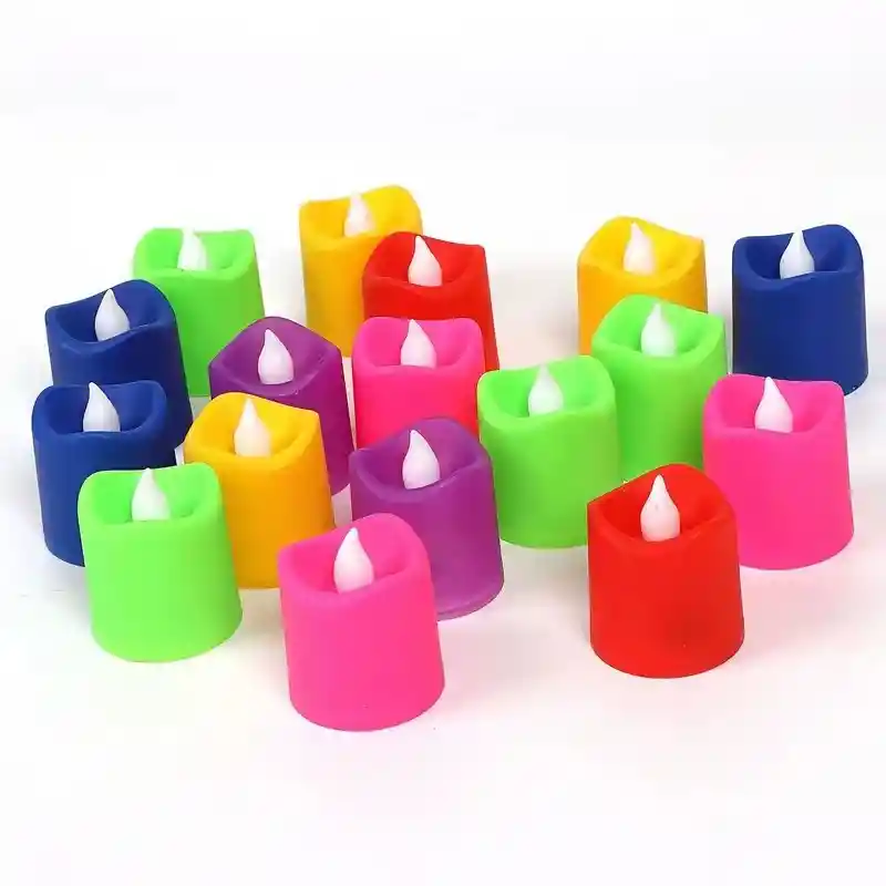 Caja De Velas X24 Decorativas Diseño Multicolor