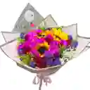 Bouquet De Rosas, Margaritas, Girasoles Y Follajes