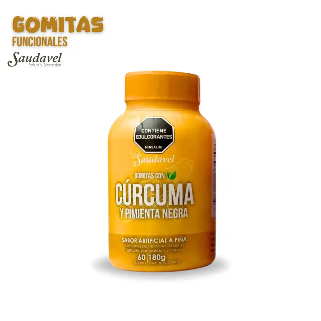 Gomitas Funcionales Saudavel Con Cúrcuma Y Pimienta Negra X 60u
