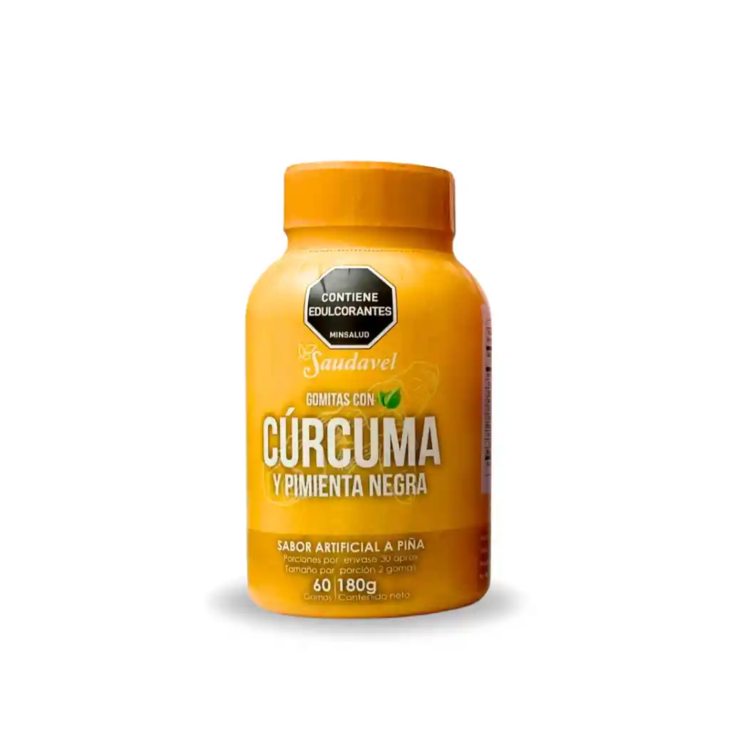 Gomitas Funcionales Saudavel Con Cúrcuma Y Pimienta Negra X 60u