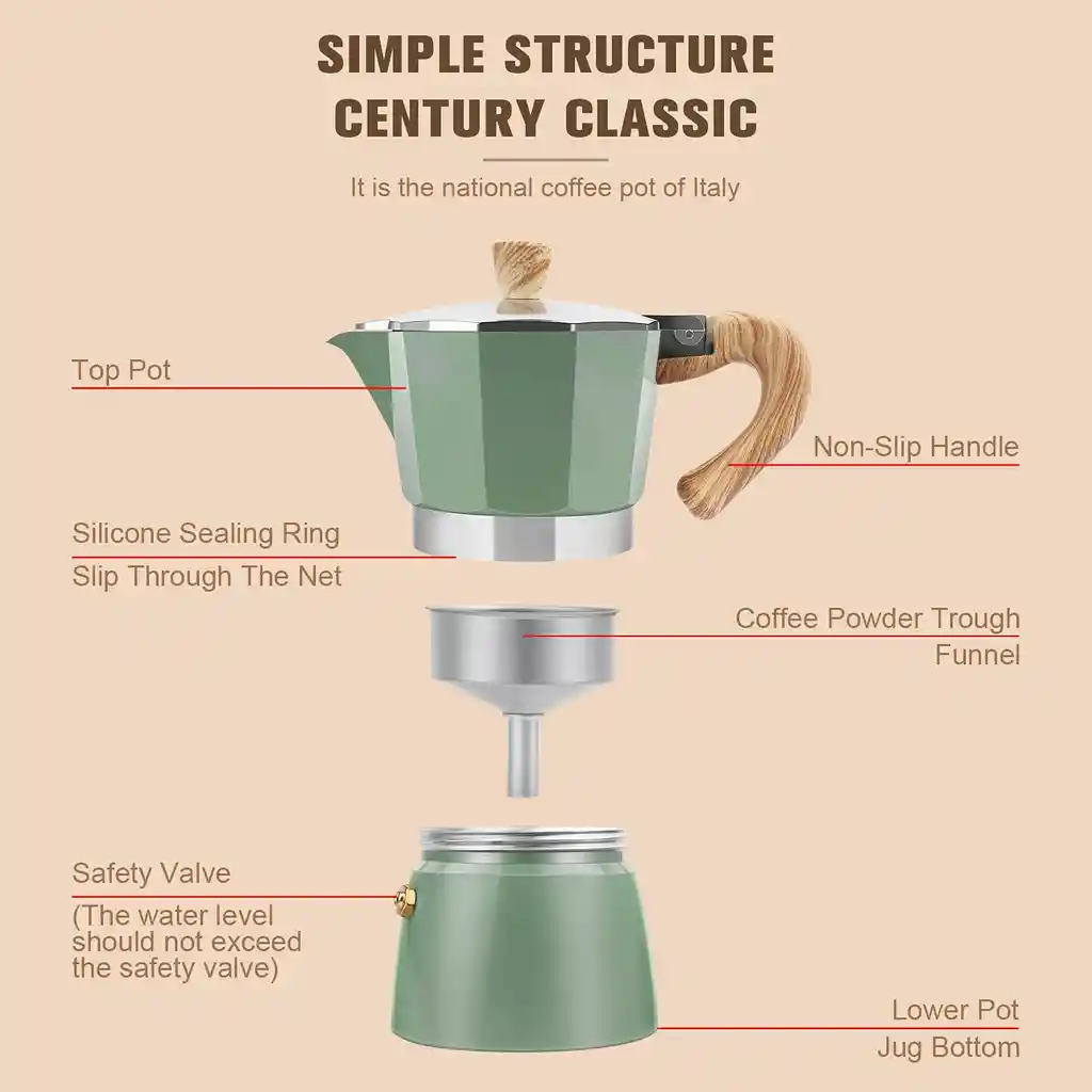 Cafetera Italiana Moka Con Base Calentadora Negra